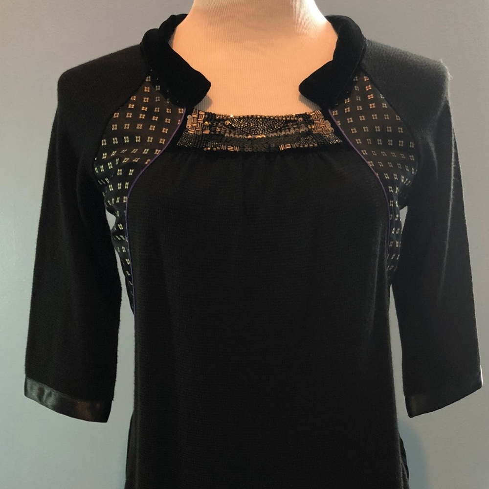 ETRO Black Silk Knit 3/4 Quarter Sleeve Sweater